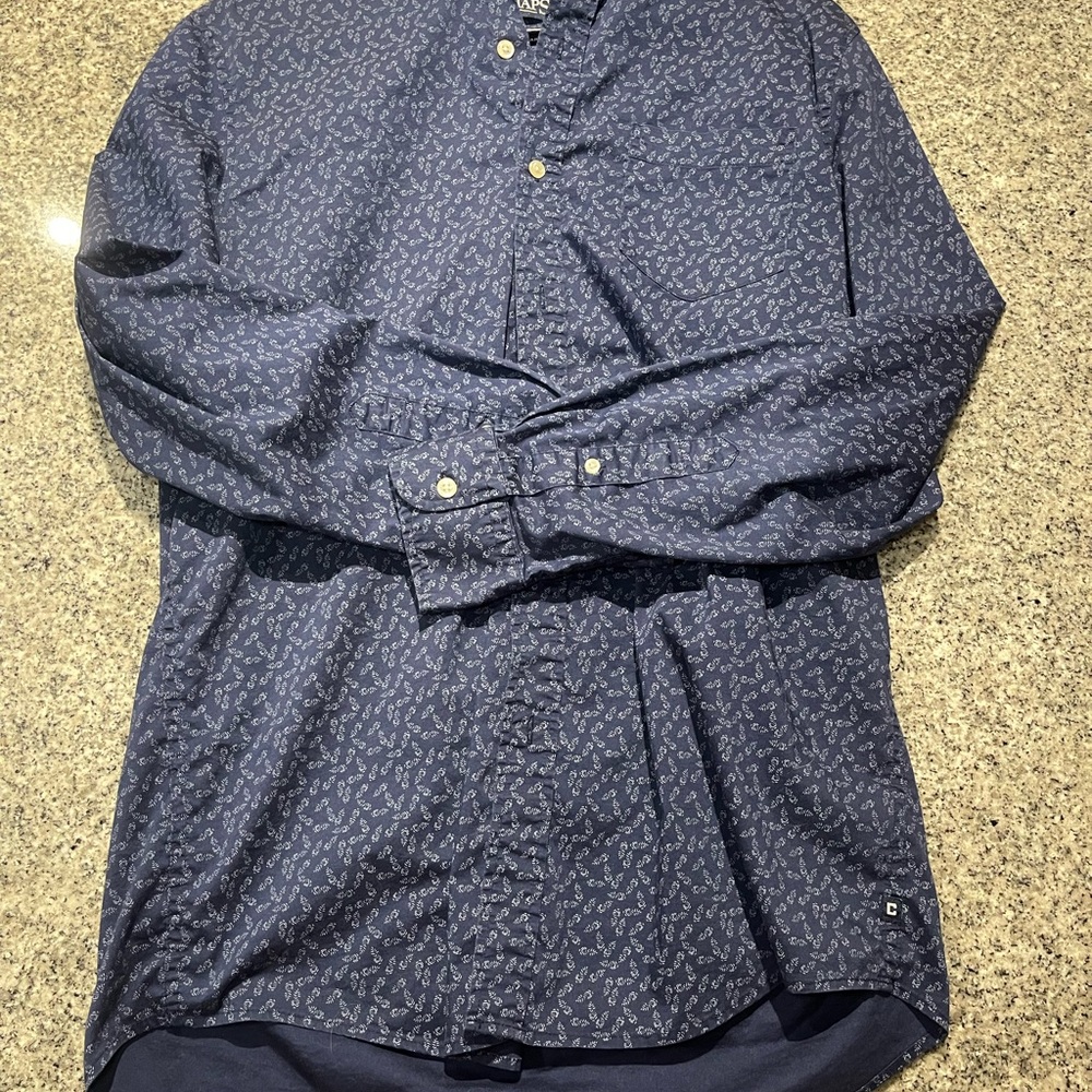 Chaps Blue Casual Button Down Shirt